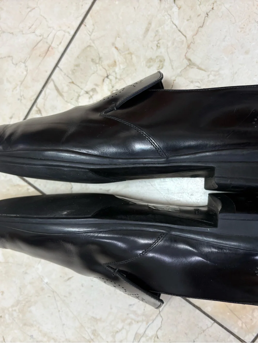 Prada Men's Black Leather Slip-On Dress Shoes
